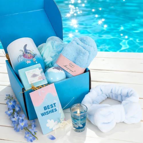 Ocean Themed Gifts for Women, Self Care Package Beach Spa Gifts for Women, Inspirational Thank You Relaxing Spa Bath Get Well Soon Basket for Her Sister Friends Mom Thinking of You Birthday Christmas
