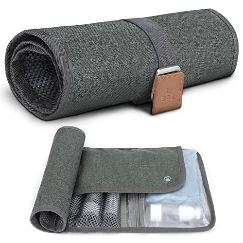 Toiletry Bag for Men, Travel Essentials Travel Toiletry Bag, Water-Resistant Compact Bathroom Roll Organizer for Hygiene, Shaving kit, Gifts for men (5.Mystery Gray(Polyster))