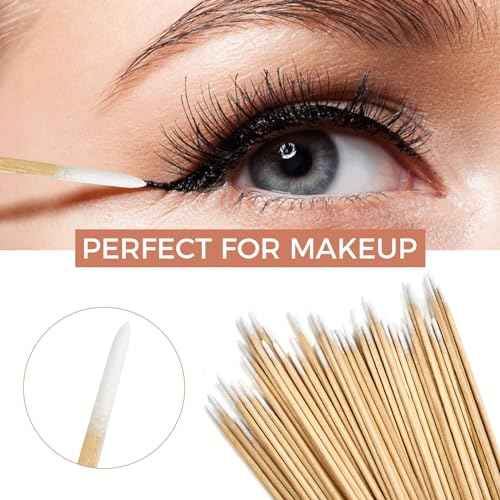 800PCS Pointed Cotton Swabs with Storage Case - 4 inch Microblading Precision Tip Cotton Swabs with Wooden Sticks - for Makeup, Tattoo Permanent Supplies