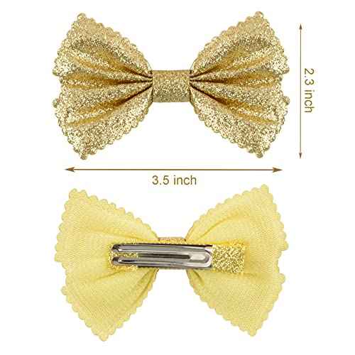 Glitter Bow Hair Clips Sparkly Bowknot Hair Barrettes 4 Pcs (gold)