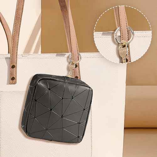 2 PCS Mini Makeup Bag for Purse, Small Cosmetic Bag Set for Women Girls, Small Travel Makeup Pouches for Purse (Black+Rose Red)