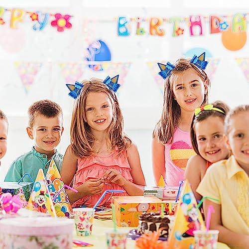 1 Pair Blue Ears Hair Clip£¬ Glitter Blue Ears for Kids Blue Bow Hair Barrettes Birthday Decorations Halloween Costume Cosplay Accessories Party Supplies