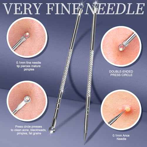 Teenitor Blackhead Remover Tools, Pimple Popper Tool Kit, Ingrown Hair Tweezers, Blackhead Extractor Pimple Extractor Ingrown Hair Removal Kit, Black Head Remover for Face