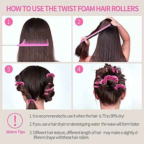 30PCS 9.45" Flexi Rods Curlers Set for Short and Long Hair, No Heat Foam Rollers with Steel Comb Buytta