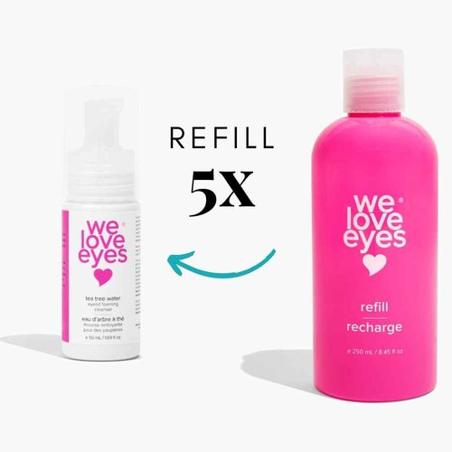 We Love Eyes - Tea Tree Water Eyelid Foaming Cleanser 250mL Refill Size - For Eyelash Extension Home Care, Extend Lash Retention, Non-Irritating Formula