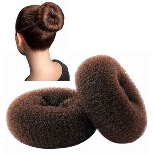 Extra Large Ring Style Bun Shaper for Thick and Long Hair, Women's Chignon Donut (4.3 in., Brown)