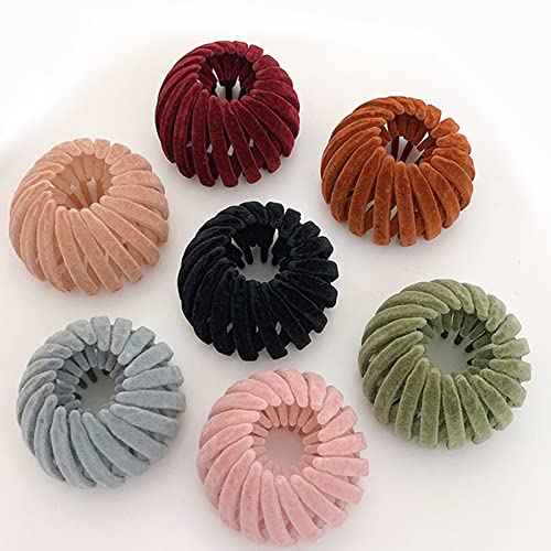 7PCS Bird Nest Magic Hair Clip, Lazy Birds Nest Plate Hairpin for Women and Girls Velvet Fabric, Anti-Skid Design, Compatible with Thin and Thick Hair