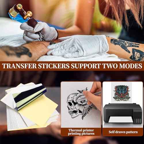 70 PcsTattoo Practice Skins with Transfer Paper, Include 20 Pcs Tattoo Skins & 50 Pcs Tattoo Transfer Paper, Suitable for Artist Creation, Beginners Practice Skills