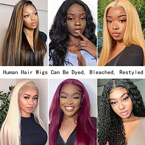 28Inch Straight 4x4 Lace Front Wigs for Black Women Glueless Human Hair Wear and Go Brazilian Virgin HD Transparent Lace Closure Wigs Pre Plucked with Baby Hair