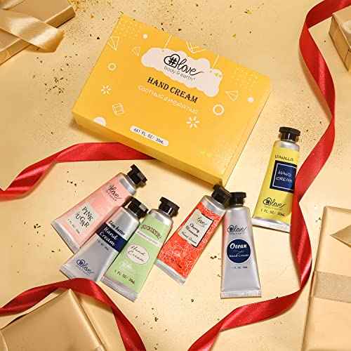 BODY & EARTH # LOVE Hand Cream Gift Set Hand Lotion Sets for Women Gift, Mothers Day Gifts for Mom Gifts, Pack of 6 Advanced Repair Hand Cream for Dry Hands Non-greasy Best Birthday Gifts for Women
