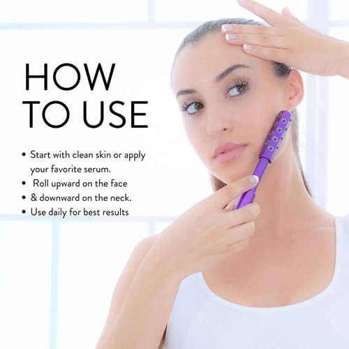 Nurse Jamie Uplift Facial Massaging Beauty Roller – Purple - Facial Massager with 24 Stones for Sculpting, Firming & Reducing Puffiness