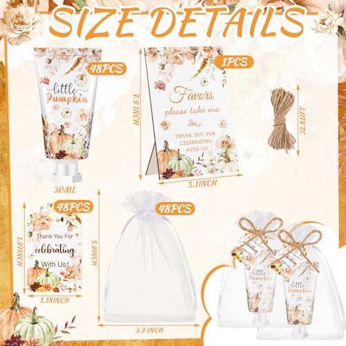 48 Sets Fall Hand Cream Bulk Gifts for Guest Baby Shower Party Favors Travel Size Pumpkin Hand Cream with Thank You Cards for Autumn Thanksgiving Party Supplies(Fall Pumpkin)