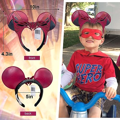 Halloween Mouse Ear Headbands, Red Ear Headband Hair Accessories Halloween Cosplay Gift for Women & Girls