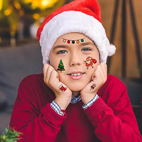 210+ Christmas Temporary Tattoos Sticker for Kids - 30 Sheets Christmas Tattoos Cute Designs for Merry Christmas Party Favors, Stocking Stuffer, Christmas Eve Gift, Xmas Tree + Lights, Santa