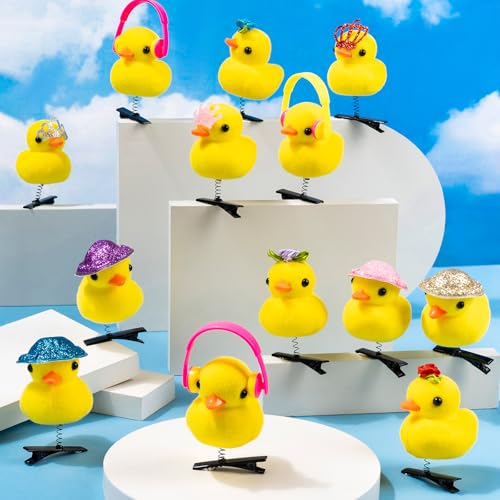 12 Pcs Sprouts Rave, Yellow Duck Hair Clips for Women, Cute Hairpin Festival Rave Accessories for School Home Party Props