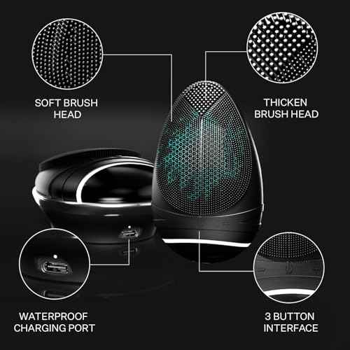 douxds Flex¢â Pro Vibrating Face Brush, Electric Face Scrubber, Face Scrubber for Men, Flex¢â Face Brush, Men's Skin Care, Powerful Sonic Technology, Removes Dark Marks and Bumps, Acne Treatment