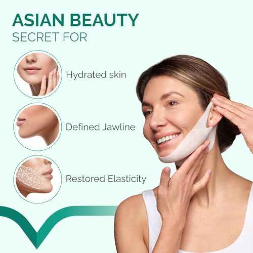 PLANTIFIQUE V-Line Collagen Mask for face 5 PCS | Chin Strap for Women & Men | V Line Lifting Mask with Collagen and Hyaluronic Acid V Shape Face Tape Chin | Skin Firming