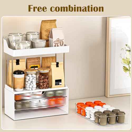 5 Tiers Bathroom Counter Organizer - 3 Drawers Makeup Organizer, Cosmetic Storage Drawer for Dresser Countertop and Bathroom Vanity for Large Skincare, Perfume, Clear