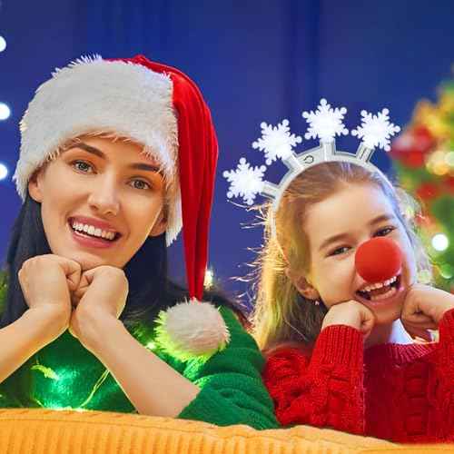 JEAIRTS Light Up Christmas Snowflake Headband Glowing Xmas Headpiece Led Christmas Costume Hair Accessoires