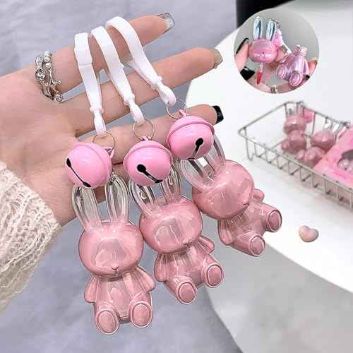 3 Colors Matte Liquid Lipstick, Cute Rabbit Key Chain Lip Gloss, Lightweight Matte Finish Lip Stain Full Coverage Korean Makeup for Girls£¨#1,#5,#6£©