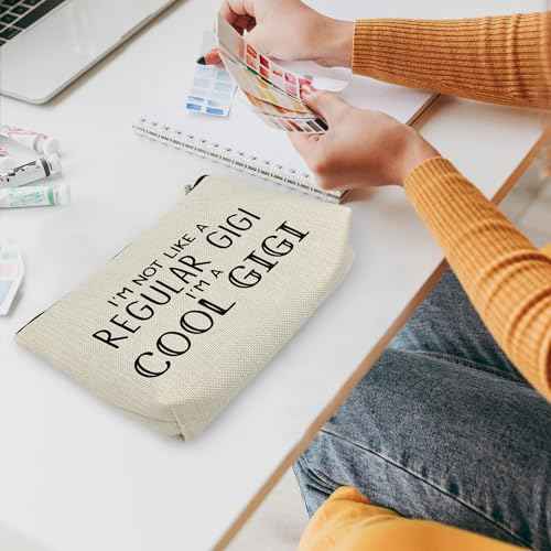 huester Gigi Gifts Makeup Bag, Gigi Gifts for Grandma Make Up Bag, Mothers Day Gifts for Gigi, Grandma Gifts, I¡¯m Cool Gigi Cosmetic Bag Travel Makeup Make Up Pouch Gifts for Gigi Grandma Purse