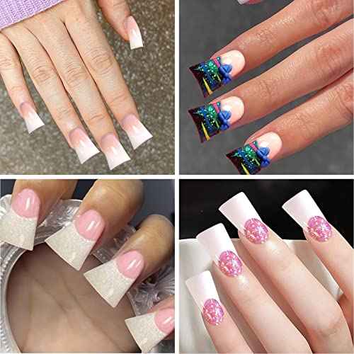 550pcs Duck Nail Tips, Clear Curved Duck Acrylic Nails, Half Cover Duck Feet Flare Nail Tips for Acrylic Nails Professional, Short Fan French False Nail Extension for Nail Salon 11 Sizes