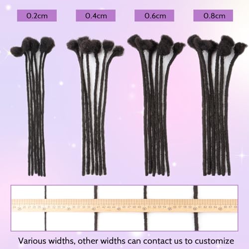 Loc Extensions Human Hair 0.4cm&0.6 cm&0.8cm width 4-18inch 10, 20, 40, 100 strands 100% Human Hair Locs Extensions for Men Women Natural Dreadlocks Can Be Dyed Bleached Curled 0.4cm 8inch 60 Strands