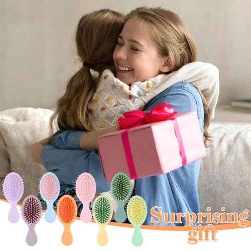 8 Pcs Mini Hair Brush for Girls,Colorful Small Hair Brush Pocket Travel Mini Hair Wet Brush Makeup Party Favors for Home,Bridesmaid,Birthday,Christmas