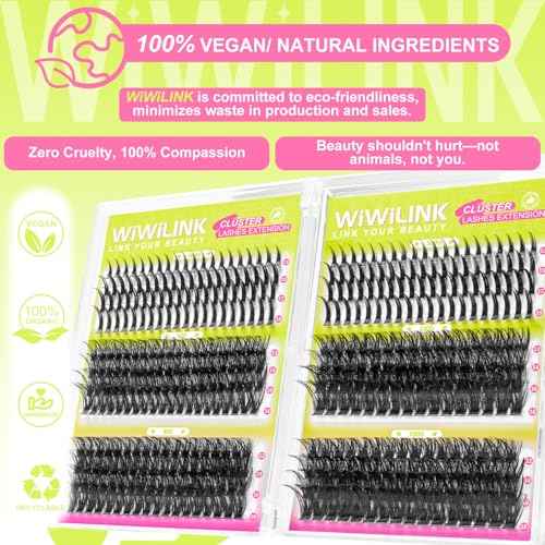 Lash Clusters Kit 60D+80D+100D+200D Individual Spikes Lashes 456PCS 12-18mm Spiky Manga Eyelash Clusters D Curl DIY Eyelash Extension Kit with Cluster Lash Bond & Seal for Anime Eyelashes by WiWiLINK