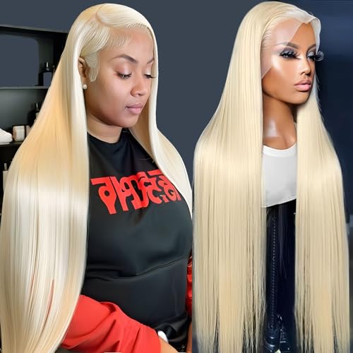 613 13x6 Lace Front Wig Human Hair 30 inch Straight Blonde Wig Human Hair 180% Density 613 HD Lace Frontal Wig Blonde Lace Front Wigs Human Hair Pre Plucked with Baby Hair