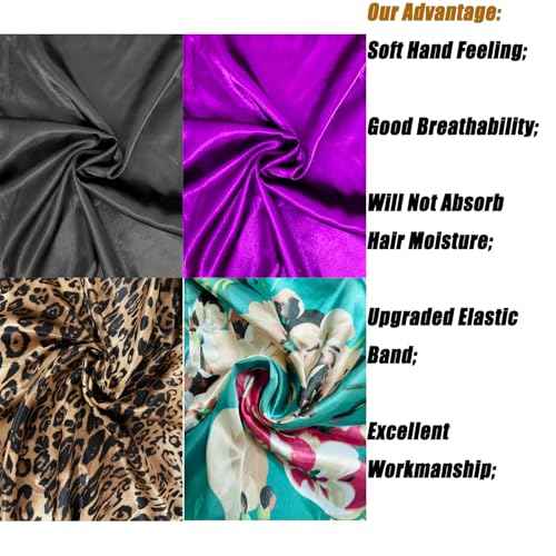 4 Pcs Satin Bonnet for Women, Long Sleep Cap Soft Silky Bonnet for Braids