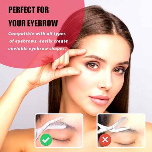 Eyebrow Trimming Scissors with Combs, Eyebrow Trimmers, Gifts for Men Women Stocking Stuffers, Stainless Steel Gray