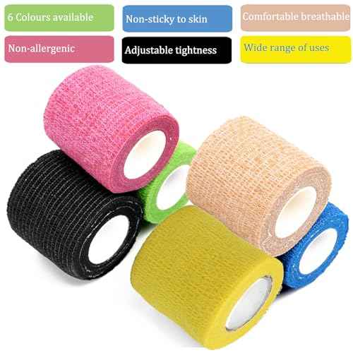 HOINCO Tattoo Machine Pen Cover Tape Wraps, 200pcs Covers and 6pcs Tape Grip Wrap 2 x 5 Yards Self for Tattoo Supplies