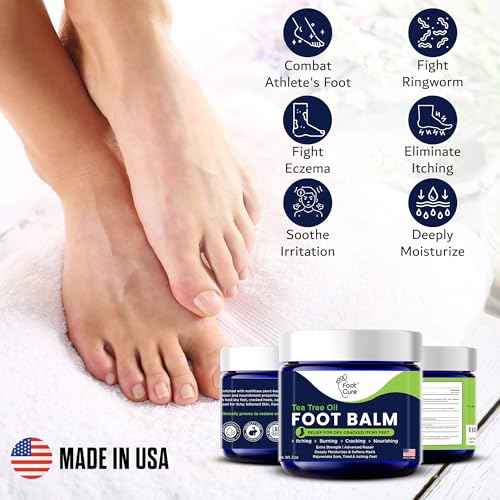 FOOT CURE Tea Tree Oil Balm ? Moisturizer for Dry Cracked Feet ? Instantly Hydrates & Soothes Irritated Skin & Athlete's Foot ? Best Care for Women and Men (Pack of 1)