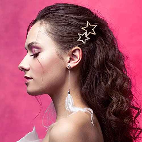 OIIKI Star Hair Accessories: 8pcs Elegant Metal Rhinestone Geometric Hairpins - Silver Golden Hollow Clips for Women, Girls' Styling