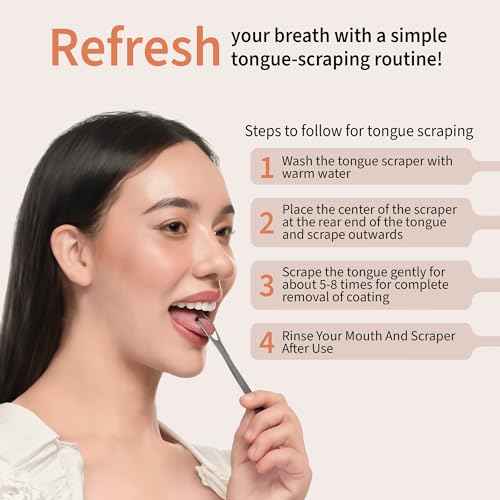 MasterMedi Tongue Scraper for Adults, 100% Stainless Steel Tongue Scrubber for Bad Breath, Easy to Use, Tongue Cleaner for Oral Care & Hygiene (SPTC-1|with Case)