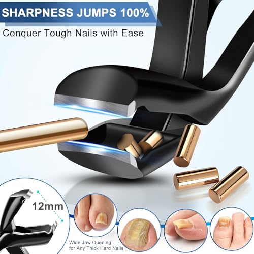 Toenail Clippers for Thick Toenails, Stocking Stuffers 2025 Gifts for Men Women, Angled Head Large Toe Nail Clippers with Wide Jaw Opening, Christmas Xmas Presents Gifts for Adults