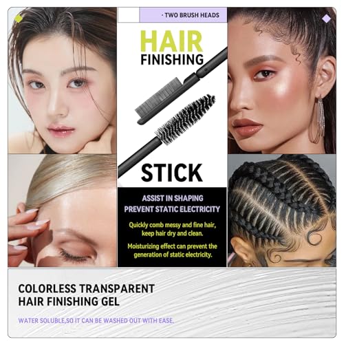 BestLand Double-Head Hair Finishing Stick ? Non-Greasy Flyaway Tamer with Mascara Brush & Comb Tip, Styling Gel Wax Stick for Bangs & Baby Hair Control