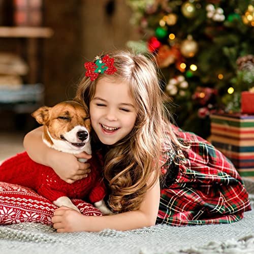 8pcs Christmas Hair Clip Glitter Sequined Christmas Santa Bow Clips Christmas Tree, Snowflower Elk Bow Hair Barrettes Hairpin Christmas Tree Accessories Christmas Birthday Gifts for Girls Women Toddlers