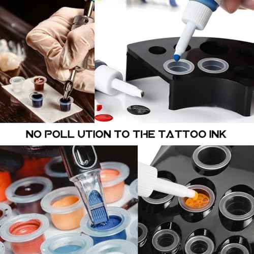 WZPB Tattoo Ink Caps with Cup Holder - 300 Mixed Size Tattoo Ink Cups 100 Small 100 Medium 100 Large with 3 Black Tattoo Ink Cap Holders Permanent Makeup Container for Tattoo Ink Tattoo Supplies