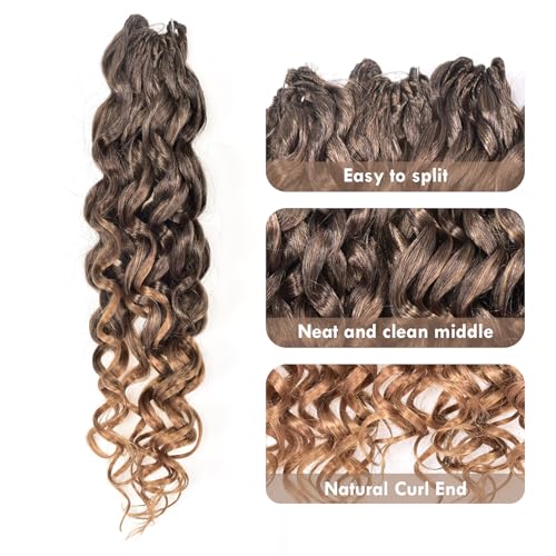 ToyoTress GoGo Curl Crochet Hair - 12 Inch 8 Packs Ombre Blonde Beach Curl Crochet Hair, Short Curly Ocean Wave Water Wave Deep Twist Crochet Braids Synthetic Braiding Hair Extensions (12 Inch,T4/27)