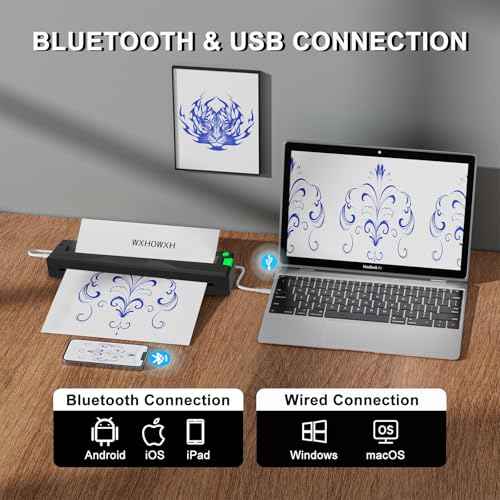 2026 New Tattoo Stencil Printer for Tattoo Artists&Beginners,termocopiadora Tattoo Machine with 3 pcs of Tattoo Transfer Paper,Portable Wireless Bluetooth Printer Compatible with Phone&PC