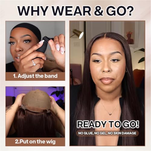 Wear and Go Glueless Bob Wig Human Hair 200% Density 5x5 HD Lace Closure Wigs For Black Women Glueless 5x5 Closure Wigs Human Hair Pre Plucked Bob Brown Color 16 Inch