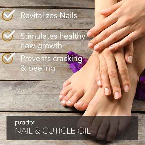 PURA D'OR 4 Oz Nail and Cuticle Oil - Nourishing Treatment with Dropper - Natural Blend Enriched with Biotin, Vitamin E, Milk for Nail Growth, Healthy Nail Beds and Great for Acrylic Nails