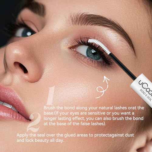 Lash Bond and Seal uCoolMe Waterproof for Lash Clusters 144Hours Super Hold Long-Lasting Non-Irritating Eyelash Glue for DIY at Home(White Bond,10ML)