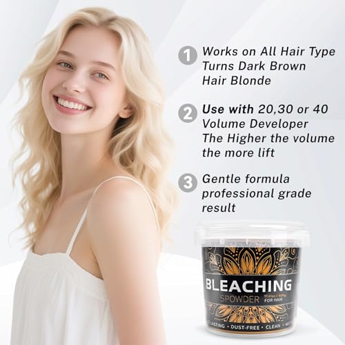Hair Bleach 500g / 17.41oz, Large Capacity Salon Grade Bleach for Hair, Mild Bleach Powder Quickly Remove Hair Color, Refreshing Create Fashionable Styling