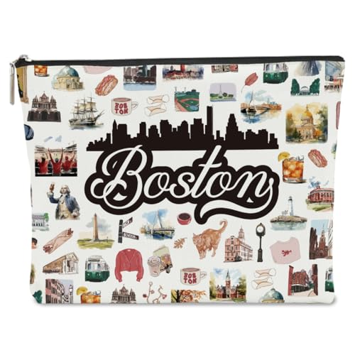 Bostons Themed Makeup Bag - Bostons Souvenirs Gift for Women, Best Friend, Sister - Travel Friendly Cosmetic Bag, Birthday Christmas Gifts