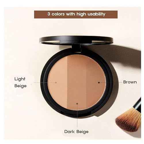 Generic Triple Shading & Brush Set 9.5g, Facial Contouring Natural Powder Smooth Expression ((#Light Beige #Dark Beige #Brown)