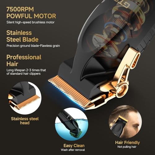 GTSPro Hair Clippers for Men, Beard Trimmer Hair Clippers for Men, Professional Hair T-Blade Trimmer Cordless Rechargeable Edgers Clippers Electric Beard Shaver