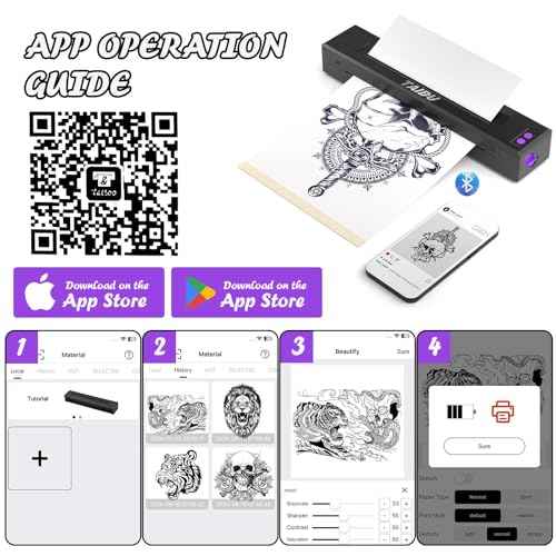 2025 Upgraded P19 Thermal Tattoo Printer with 20 Tattoo Transfer Papers, Realistic Printing; Wireless Bluetooth Compatible iOS/Android Phones